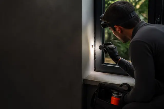 Technician examining the edge of a window