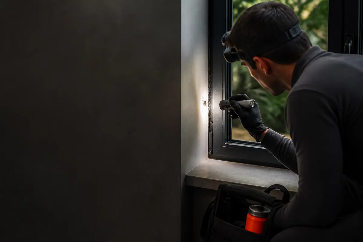 Close inspection around a window frame