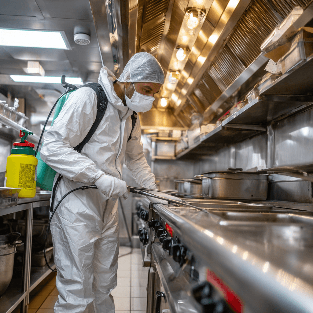 Pest Control Technician Inspecting a kitchen