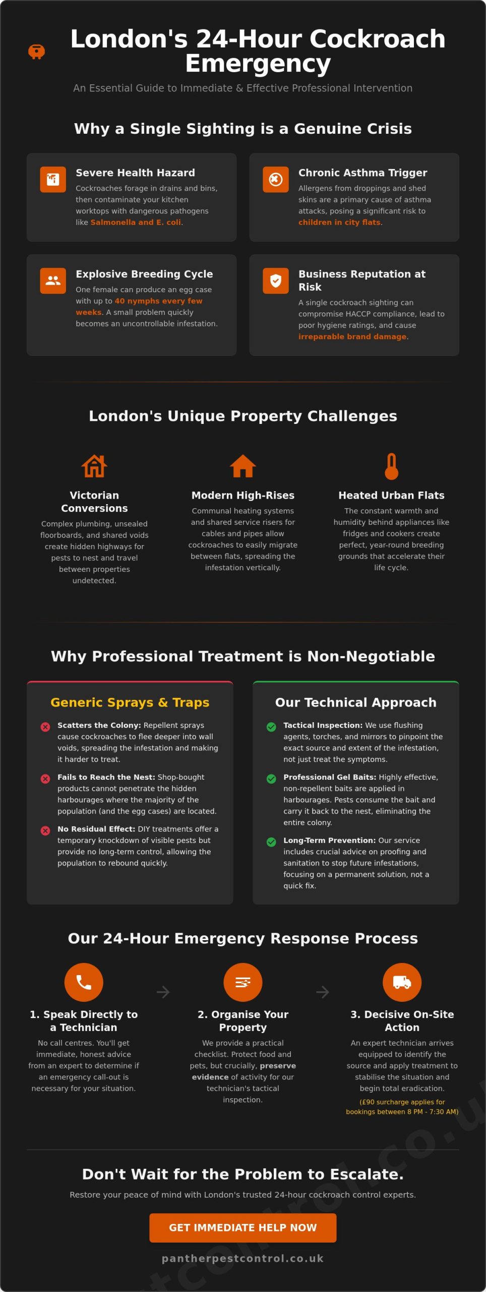 24 Hour Cockroach Control London: Emergency Extermination Done Properly